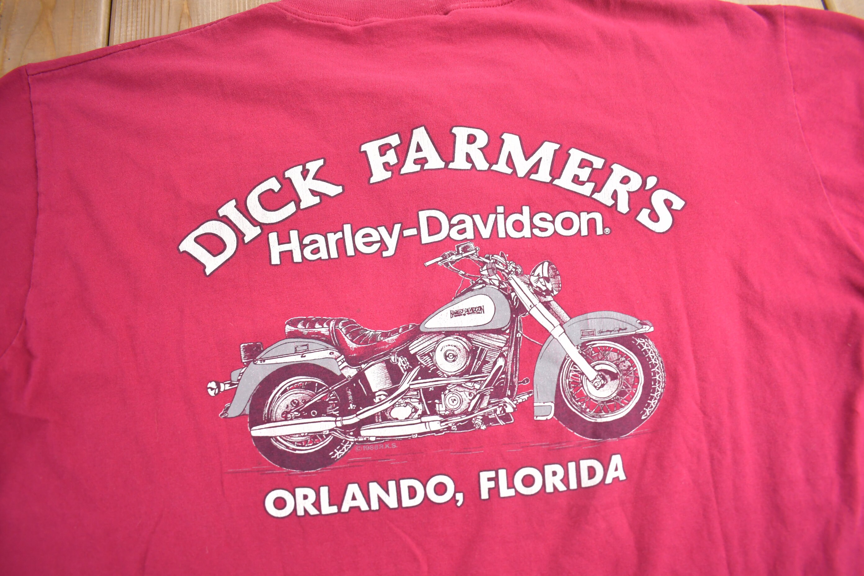 Harley-Davidson Dick Farmer's Tシャツ Vintage 1988 Dick Farmer's Harley Davidson Orlando Florida T-shirt