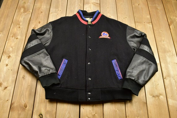Vintage 1990s Tide Racing Automotive Leather Bomber Jacket / Saxon 