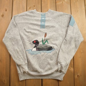 トップス 80's vintage duck comical sweat Vintage 1980s Funny Ducks 80s Animal Print Humor Duck