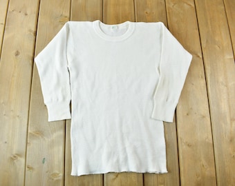 Vintage 1970s Hanes Long Sleeve Thermal Undershirt Made in  / True Vintage / White Thermal / Undershirt