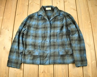 Vintage 1960s Pendleton Women's Plaid Button Up Shirt / 100% Virgin Wool / True Vintage / Outdoor / Casual Wear / Made In USA / Flannel