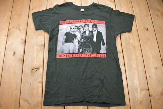 Vintage 1989 Rolling Stones Steel Wheels Graphic Band T Shirt 