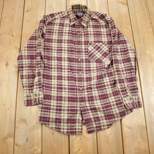 Vintage Y2k Puritan Plaid Long Sleeve Shirt / Lined plaid shirt