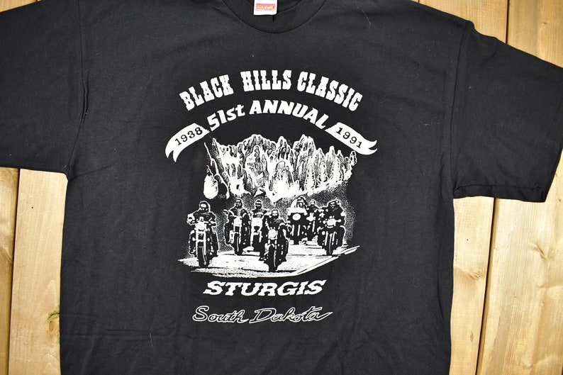 Vintage 1991 Sturgis Black Hills 51st Bike Rally Motorcycle T-Shirt / Single Stitch / Made In USA / Eagle Graphic / Biker / South Dakota / image 3