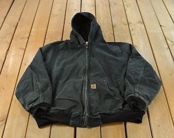 Vintage 1990s Distressed Carhartt Hooded Work Jacket Men's 3XL / Workwear / Streetwear / Distressed Carhartt Jacket