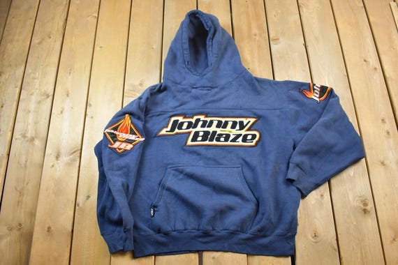 Vintage 1990s Johnny Blaze Graphic Embroidered Hoodie / 90s Hoodie