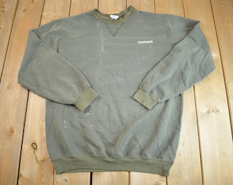 Vintage Y2K Distressed Sun-faded Carhartt Crewneck  - Large