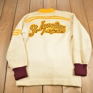 Vintage 1950s St.Ignatius Letterman Knit Cardigan Sweater / True Vintage / Sportswear / Made in USA / Varsity / Wool Collegiate Cardigan