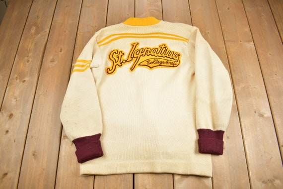 Vintage 1950s St.Ignatius Letterman Knit Cardigan… - image 1