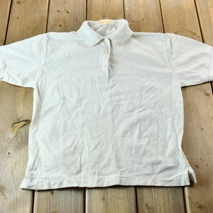Vintage 1990s North Country Eaton White Golf Polo Shirt / White Striped Polo Shirt / Athleisure / Tennis Polo / Old Money Polo