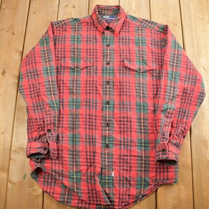 Vintage 1990s Red Plaid Flannel Polo By Ralph Lauren Button Up Shirt / 1990s Button Up / Vintage Flannel / Plaid Shirt / Button Down
