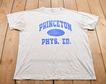 Vintage 1980s Russell Athletic Princeton University Phys Ed T-Shirt / NCAA Tee / Arm Stains / Made in USA / Single Stitch / Sportswear