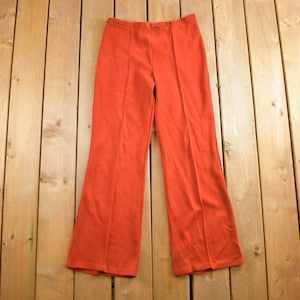 Vintage 1970s Red Flared Cotton Pants Size 32x30 / American Vintage / Streetwear Fashion / Vintage Pants