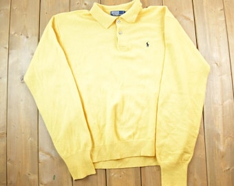 Vintage 1980s Polo Ralph Lauren Yellow Knit Crewneck Sweater / Vintage 80s Crewneck / Vintage Polo / Yellow Knit
