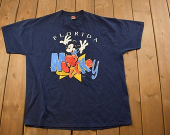Camiseta vintage de los años 90 con estampado de Mickey Mouse en Florida / Camiseta vintage / Ropa urbana / Camiseta estampada / Disney vintage / Hecha en EE. UU.