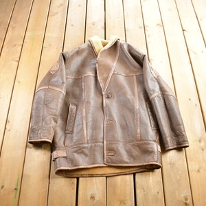 Vintage 1980s Alfred Leather Sheepskin Authentic Shearling Jacket Made In Canada