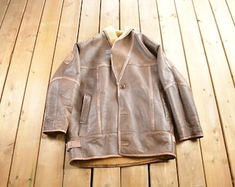 Vintage 1980s Alfred Leather Sheepskin Authentic Shearling Jacket Made In Canada