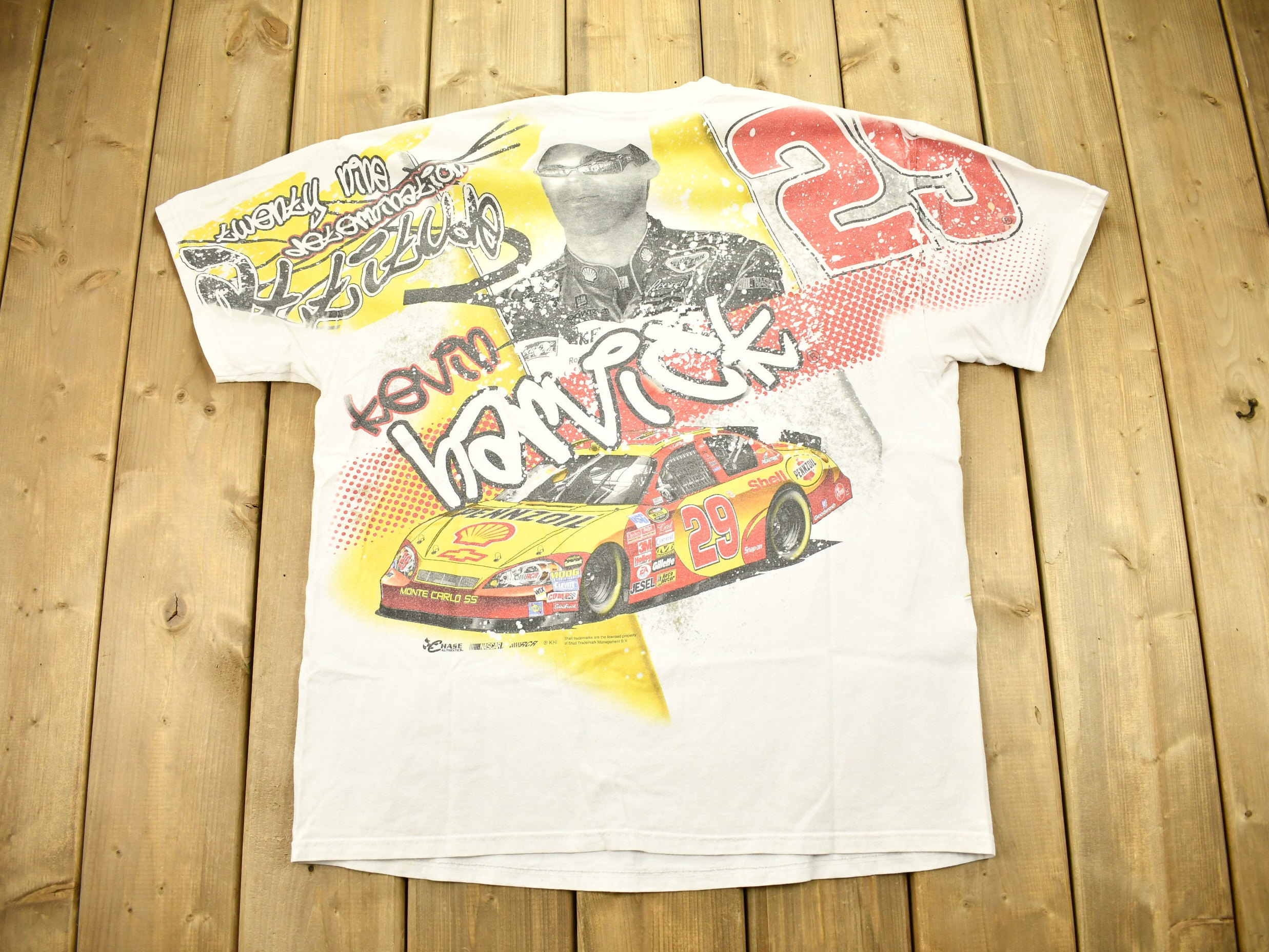 Vintage 1990s Kevin Harvick All Over Print NASCAR T-shirt Men's XL