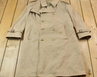 Vintage 1990s Beige Trench Coat / Long Jacket  / Vintage 90s Jacket / Outdoor / Made In USA / 90s Trench Coat / Beige Jacket