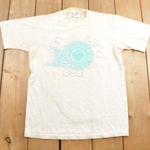 Vintage 1990s &#39;Sun, Sand, Sea&#39; Souvenir T Shirt / Streetwear / Made In USA / Vacation Tee / Travel T Shirt / Tourist / Single Stitch