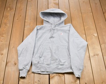 Vintage Champion Reverse Weave Hoodie S White Patch Pullover