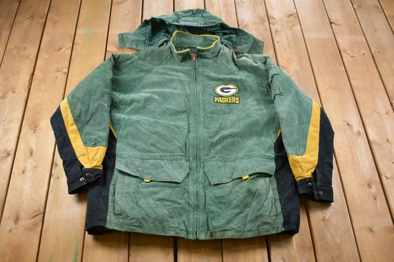 Vintage 1990s Green Bay Packers NFL Suede Full Zip Jacket / Fall