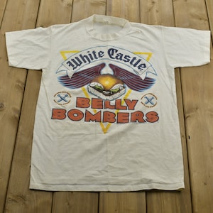 Vintage 1980s White Castle T-Shirt / Flying Burger / Belly Bombers / Made in USA / 80s / Streetwear / Retro Style / Harold and Kumar