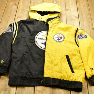 Vintage 1990s Pittsburgh Steelers NFL Pro Player Reversible Jacket / Patchwork / Distressed / Sportswear / Streetwear / Steeler Nation