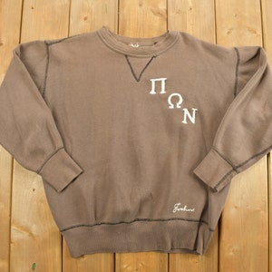 Vintage 1950s Embroidered Varsity Crewneck / College Sweatshirt / Greek Life Pullover / True Vintage / Casual Wear / Embroidered / Athletic
