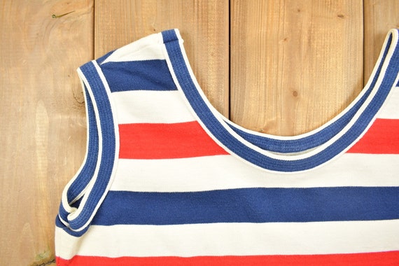Vintage 1970s Red White and Blue Striped Tank Top… - image 4