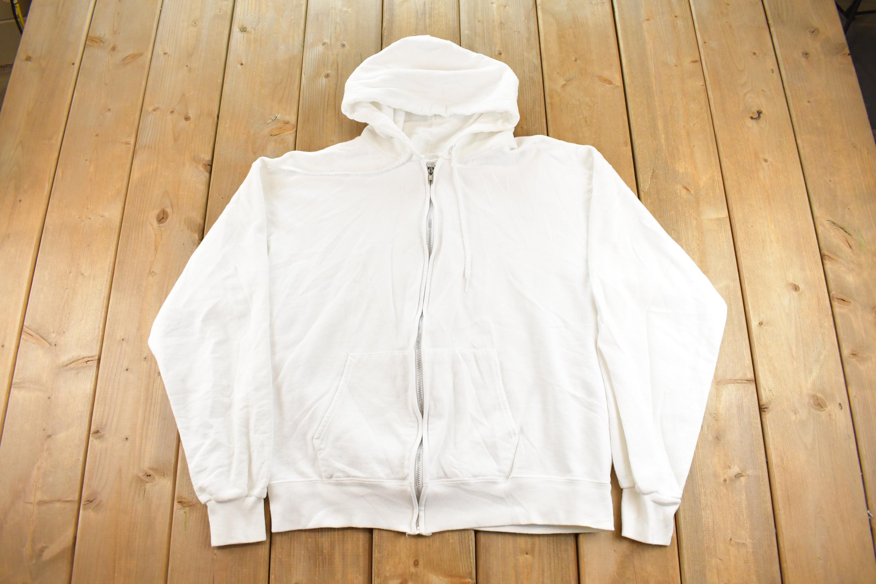 Vintage 2000s Hanes Ultimate Cotton White Zip Up Hoodie Men's M / Y2K Hoodie / Streetwear Hoodie / Basic / Essential / Layering