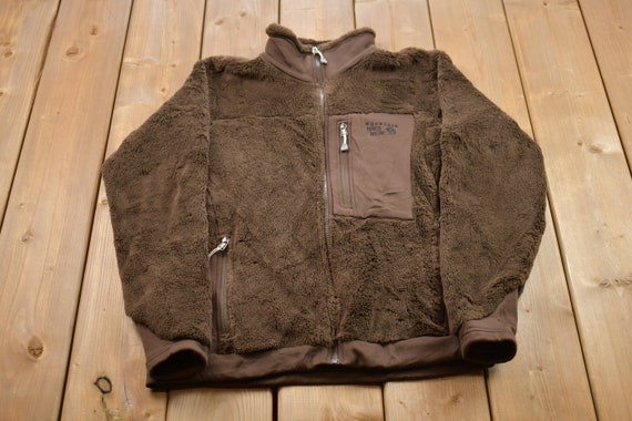 Vintage 1990s Brown Polartec Thermal Mountain Hard Wear Zip Fleece 