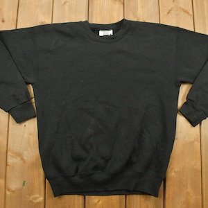 Vintage 1990s Lee Heavyweight Blank Black Crewneck Sweatshirt / 90s Crewneck / Souvenir / Athleisure / Streetwear / Made In USA