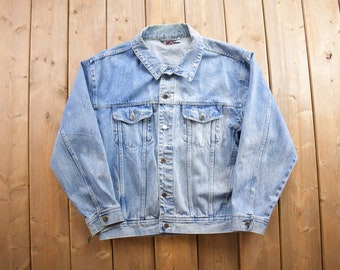 【DISCERNMENT】LIU Washed Vintage Denim Jacket Vintage 80s Utilitarian Bohemian Grunge Medium Wash Blue