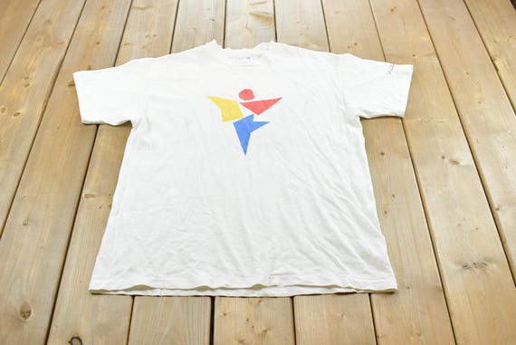 Vintage 1990s Abstract Graphic Protek Promotional T-Shirt Men's L / Streetwear / Made In USA / Hanes Beefy / Single Stitch