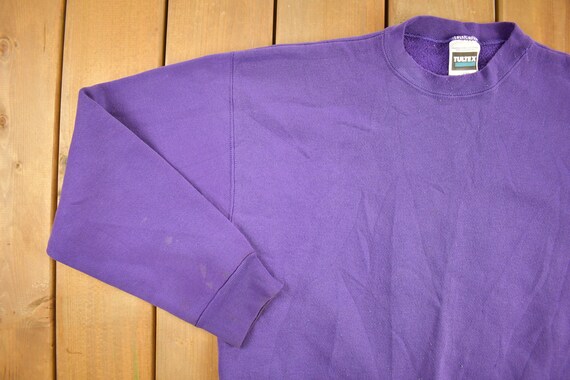 Vintage 1990s Blank Purple Crewneck Sweatshirt / … - image 3