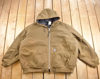 Chaqueta de trabajo con capucha Carhartt vintage de los años 90 / Ropa de trabajo / Ropa urbana / Chaqueta marrón / Años 90 / Carhartt desgastada / Forro térmico