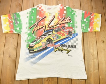 Vintage 1996 Terry Labonte Heltryck Kellogg's NASCAR Racing T-shirt / Enkelsöm / Racing T-shirt / Tillverkad i USA / 90-talets streetwear /