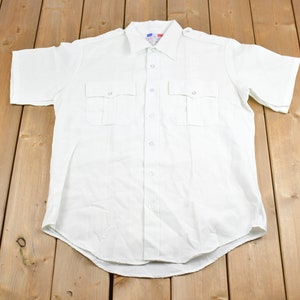Vintage 1980s Flying Cross Button Up T- Shirt / Made in USA / 80s / 90s / Camp Collar / Casual Wear / Workwear / Uniform Shirt