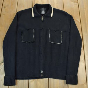 Vintage 1990s Black CYC Knit Cardigan Sweater