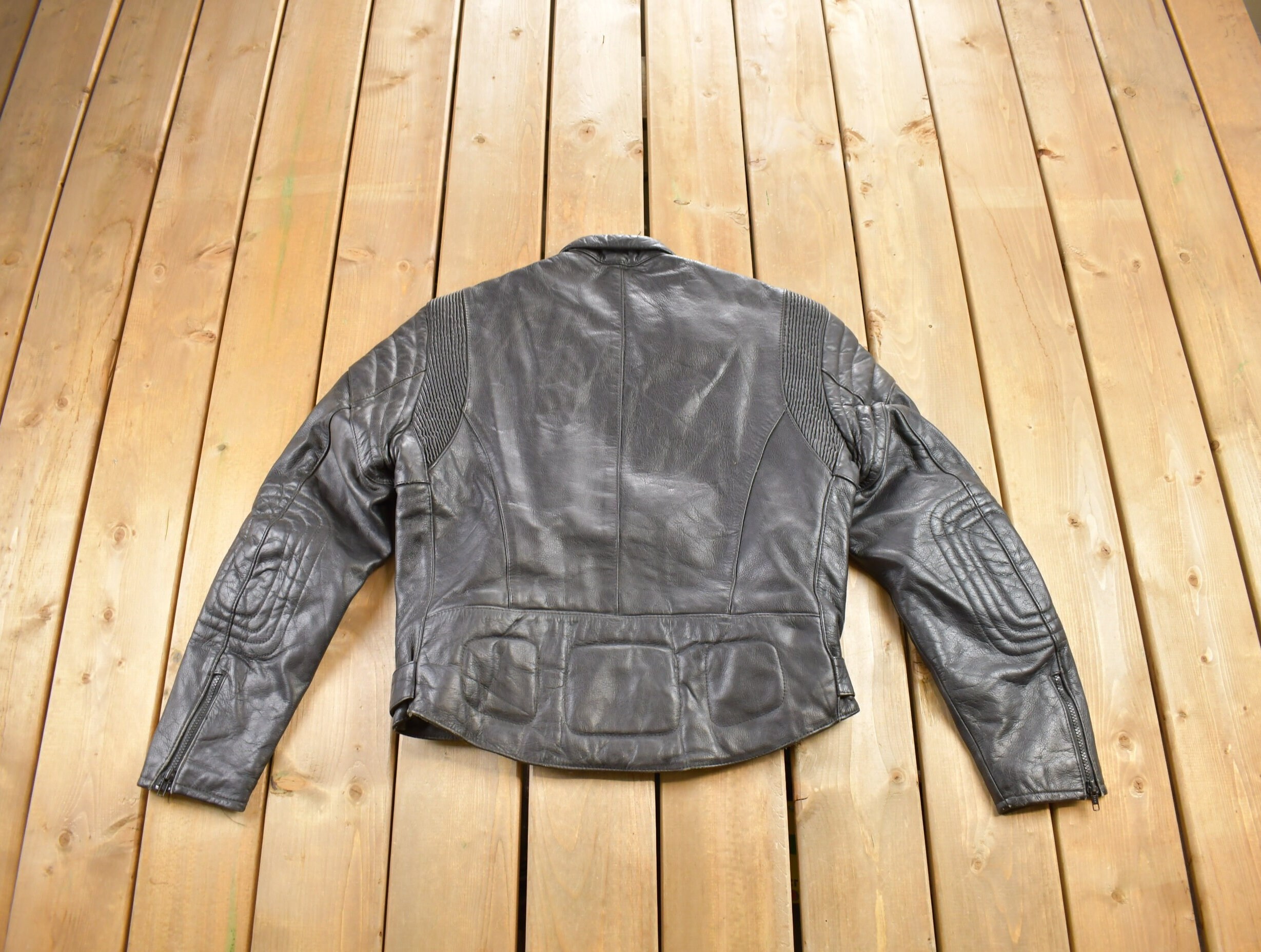 Vintage 1990s MQP Cafe Racer Leather Biker Jacket / Fall Outerwear