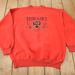 Vintage 1990s University Of Nebraska Huskers Embroidered Collegiate Crewneck Made In USA