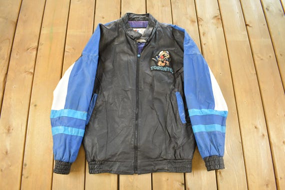 Vintage 1990s Toronto Blue Jays Looney Tunes Leather Jacket Men's