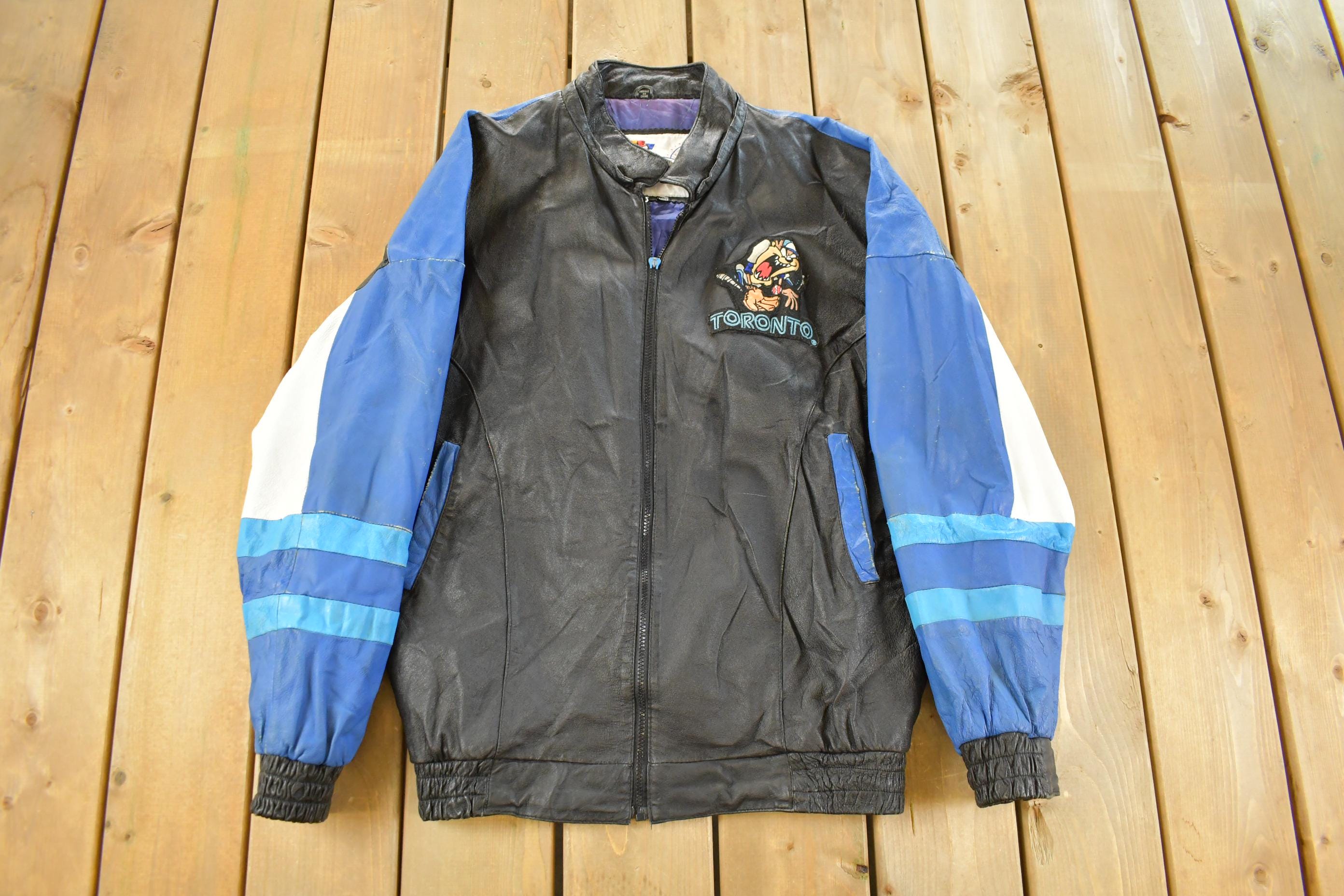 Vintage 1990s Toronto Blue Jays Looney Tunes Leather Jacket Men's