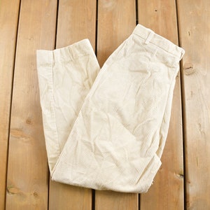 Pantalones Cheenos de pana blanca vintage de los años 90, talla 28 x 25,5, blancos, estilo vintage americano, ropa de calle, ropa informal, pantalones de pana.