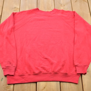 Vintage 1990s Blank Bright Red Crewneck Sweatshirt / 90s Crewneck / Vintage Crewneck / Essential / Streetwear / 90s Blank
