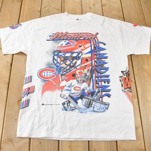 Vintage 1992 Montreal Canadiens NHL All Over Print Graphic T-Shirt / Vintage NHL Fan Gear / Made In Canada / Montreal T Shirt