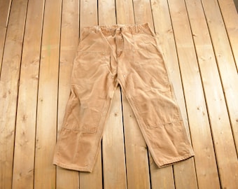 Vintage 1990s Carhartt Work Double Knee Work Pants Size 46x30/ 90s Carpenter Pants / Made In USA / Distressed Carhartt / Vintage Workwear/