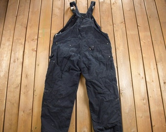 Vintage 1990s Carhartt Black Canvas Double Knee Overalls / Thermal
