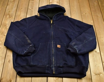 Vintage 1990s Carhartt Full Zip Hooded Workwear Jacket